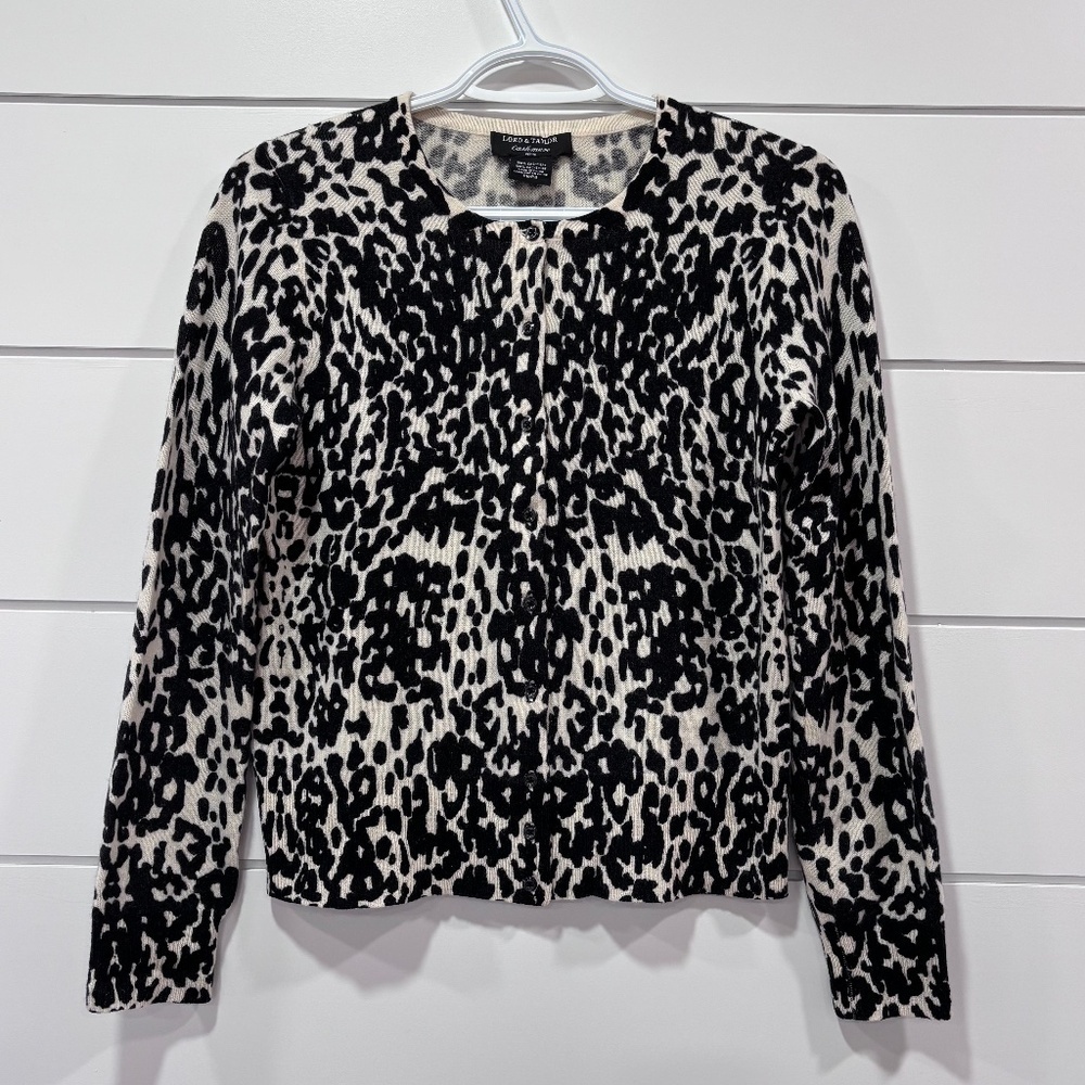 Lord & Taylor Cashmere button up crew neck cardigan size PM (fits smaller)